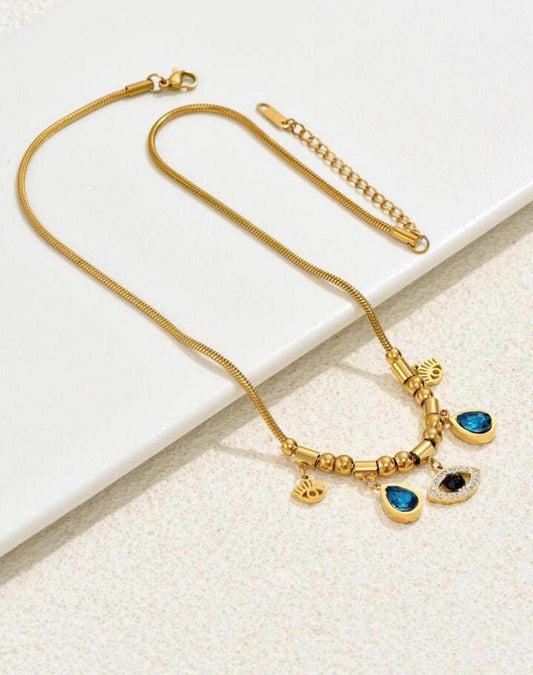 Gold Necklace with Evil Eye Pendant