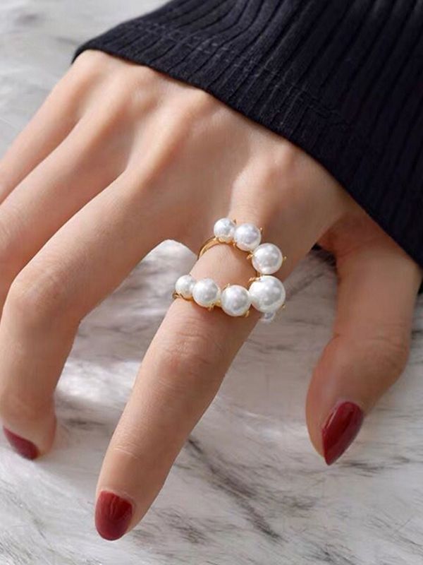 Pearl Adjustable Geometric Ring