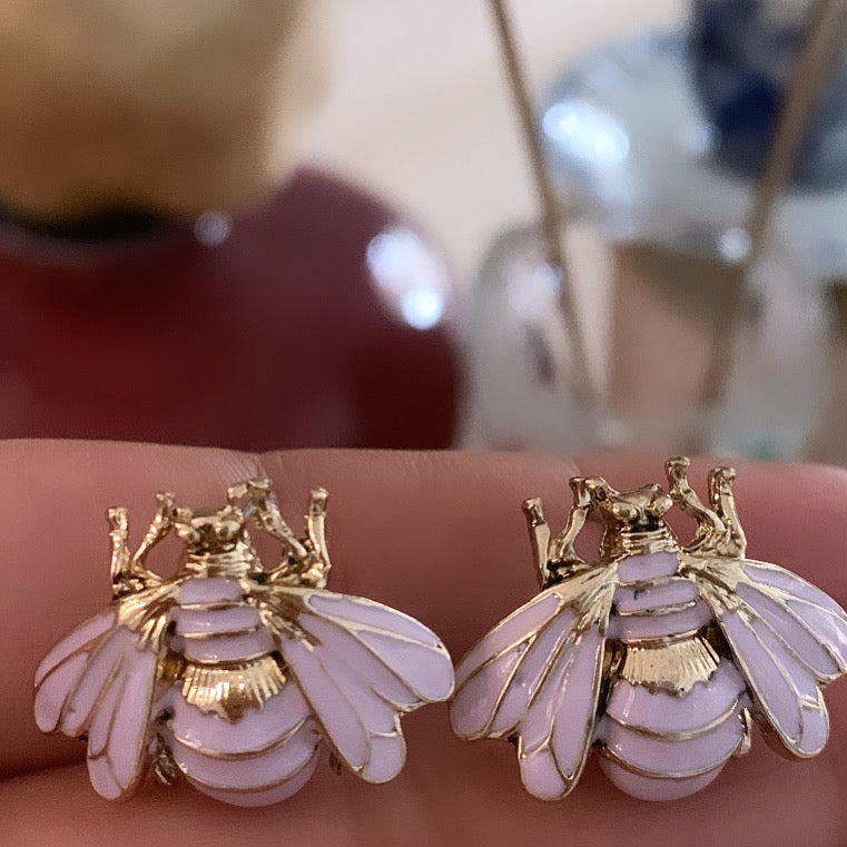 Pink Bee Earrings