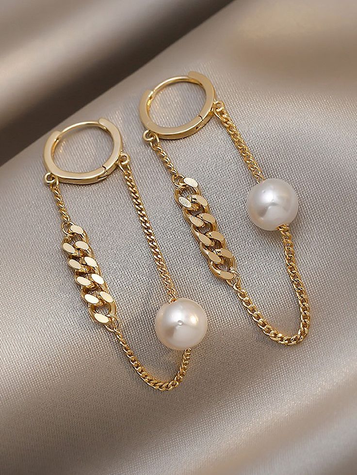 Pearl Chain Drop Earrings