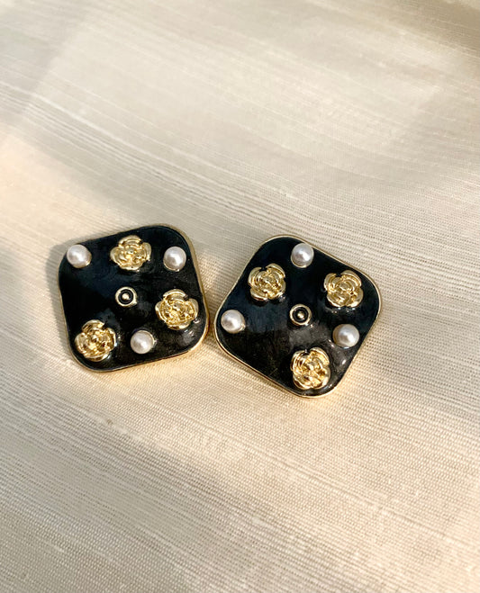 Black Stone Stud Earrings