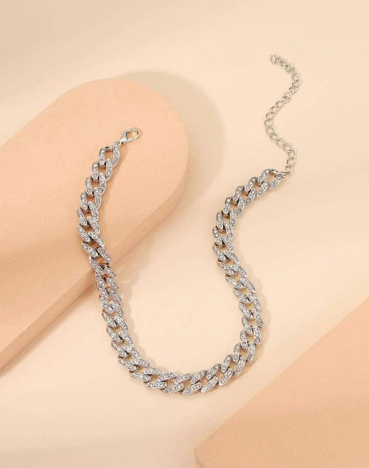 Silver Diamond  Chain Necklace