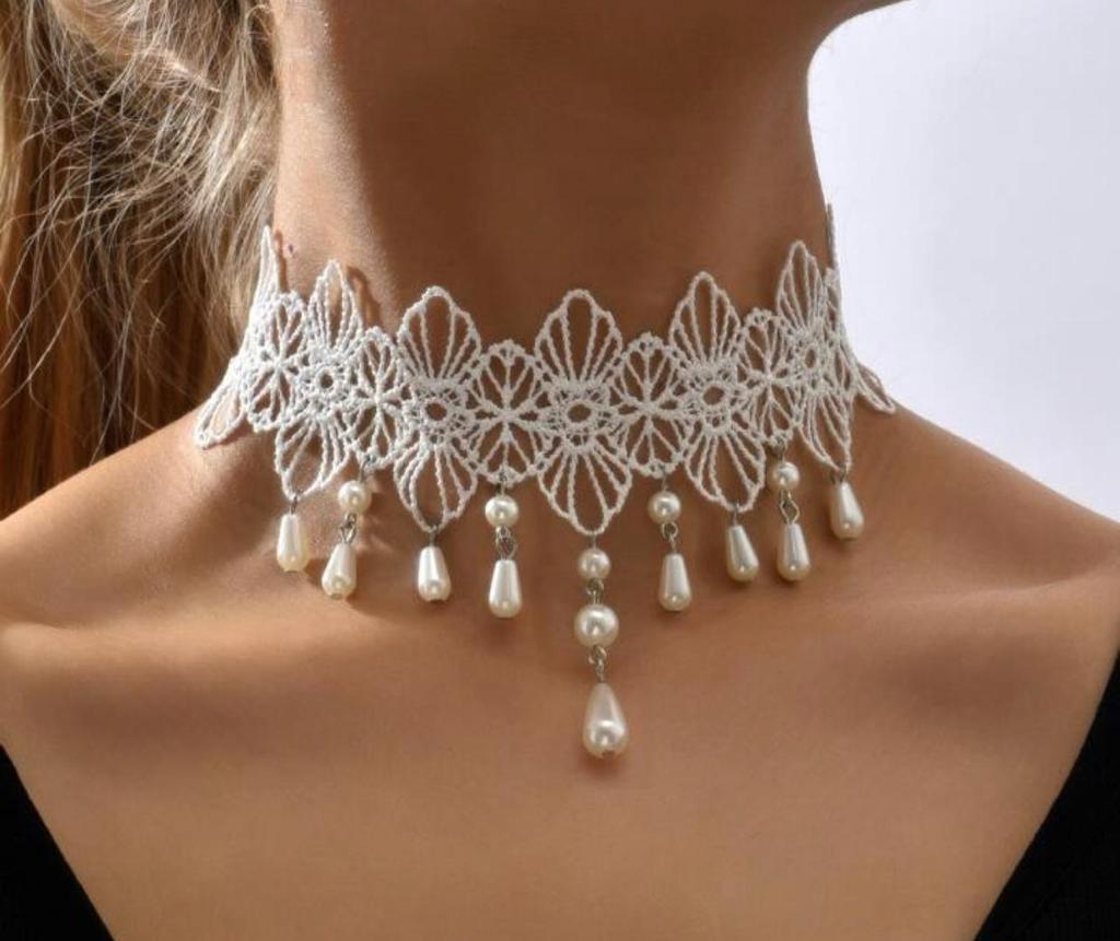 White Lace Choker Necklace