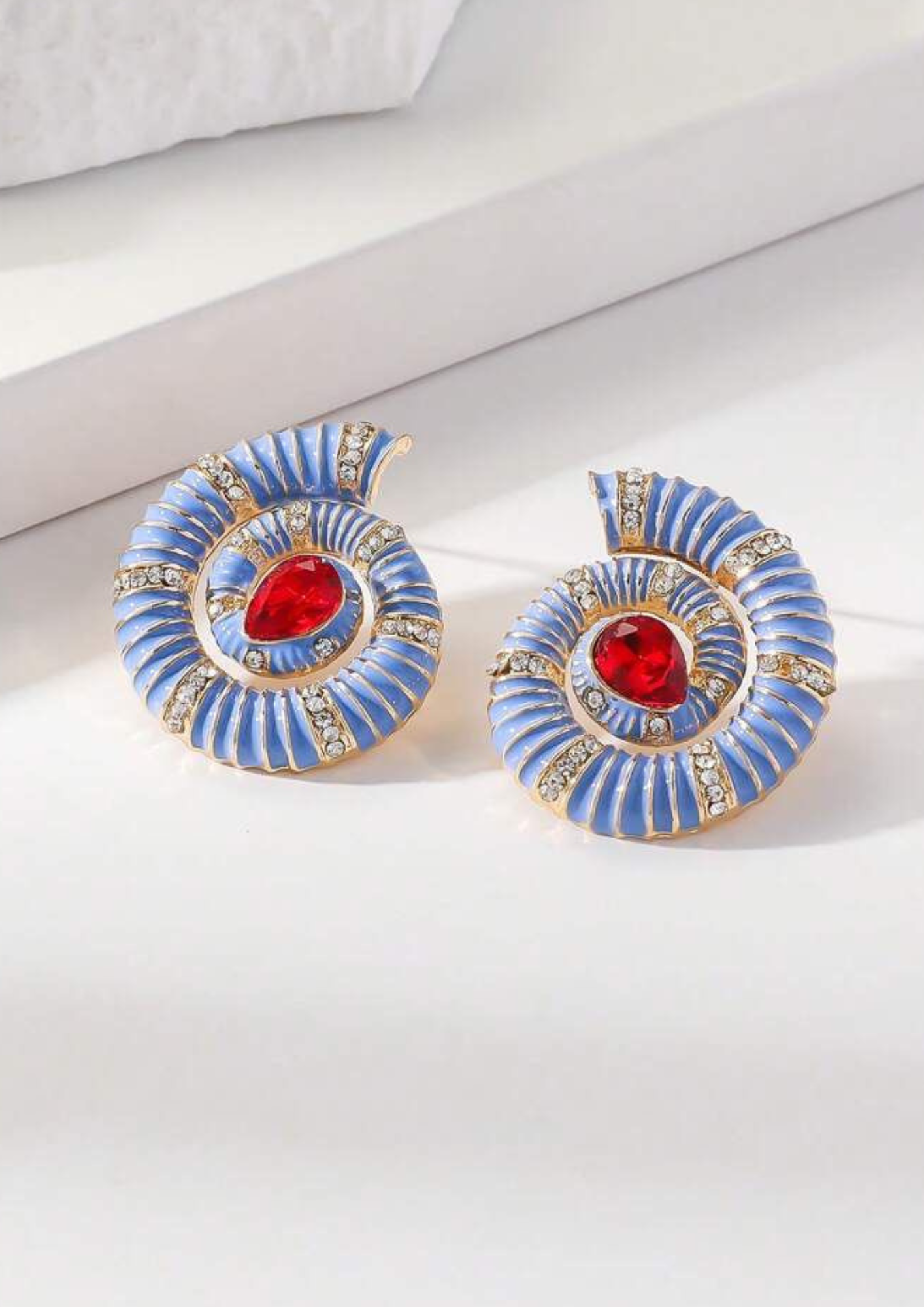 Blue Seashell Stud Earrings