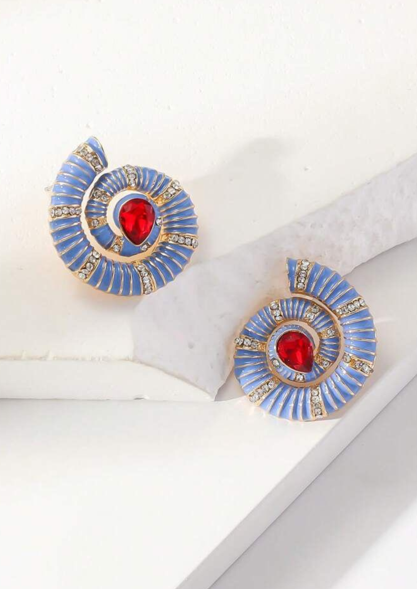 Blue Seashell Stud Earrings