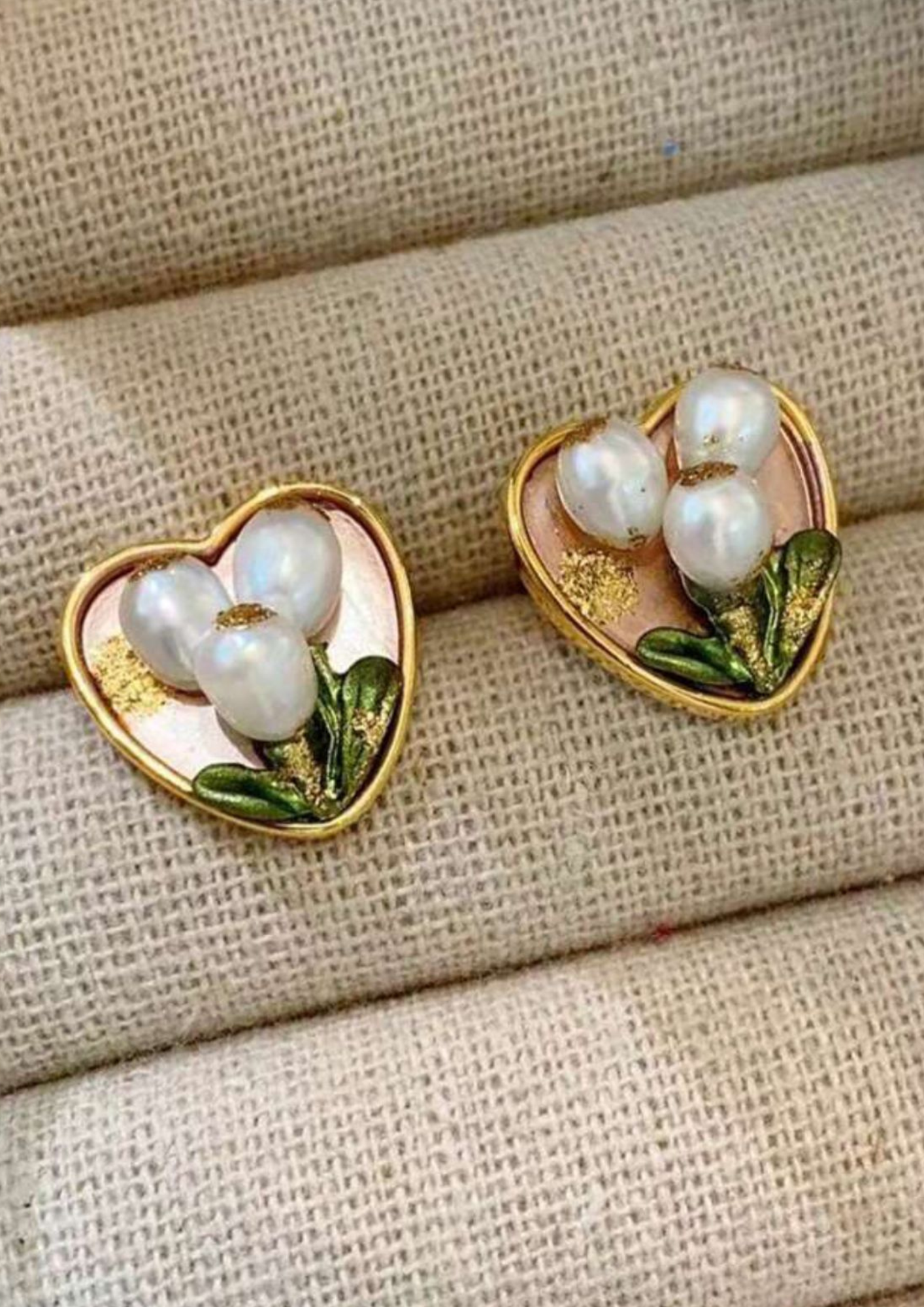 Resin Art Heart Shaped Stud Earrings