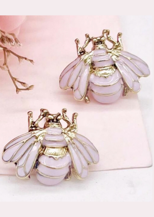 Pink Bee Earrings