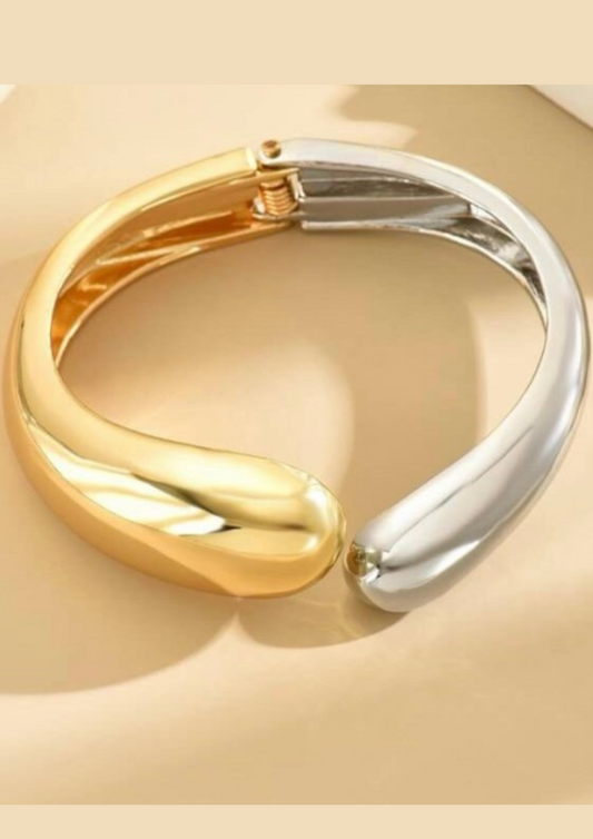 Two Tone Silver Gold Cuff Bracelet