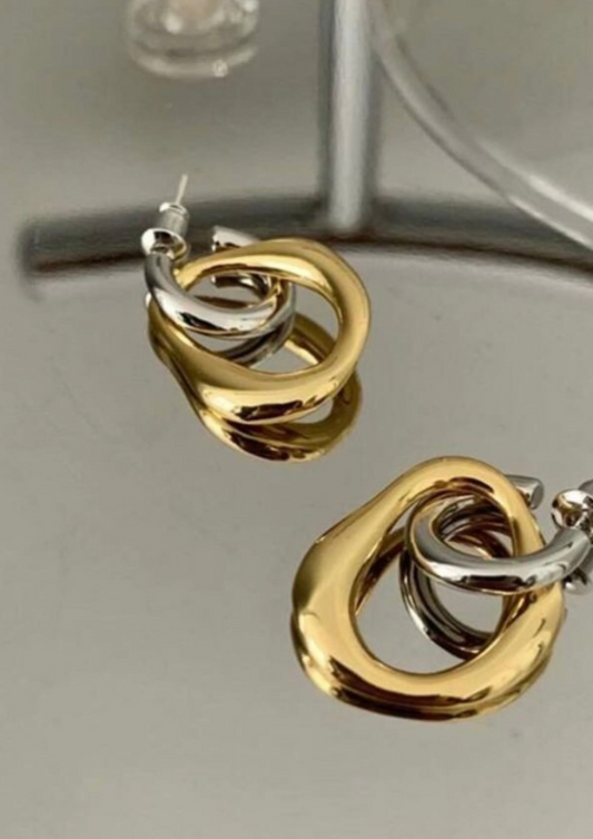 Two Tone Gold Silver Earrings