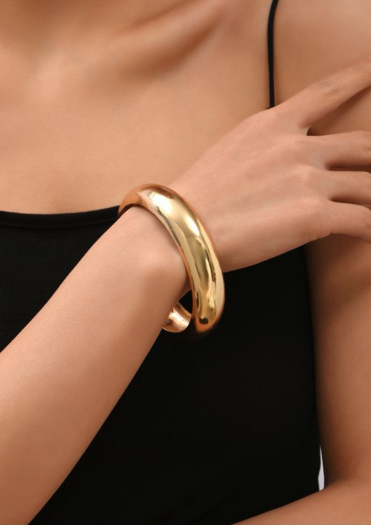 Gold Solid Bangle Cuff Bracelet
