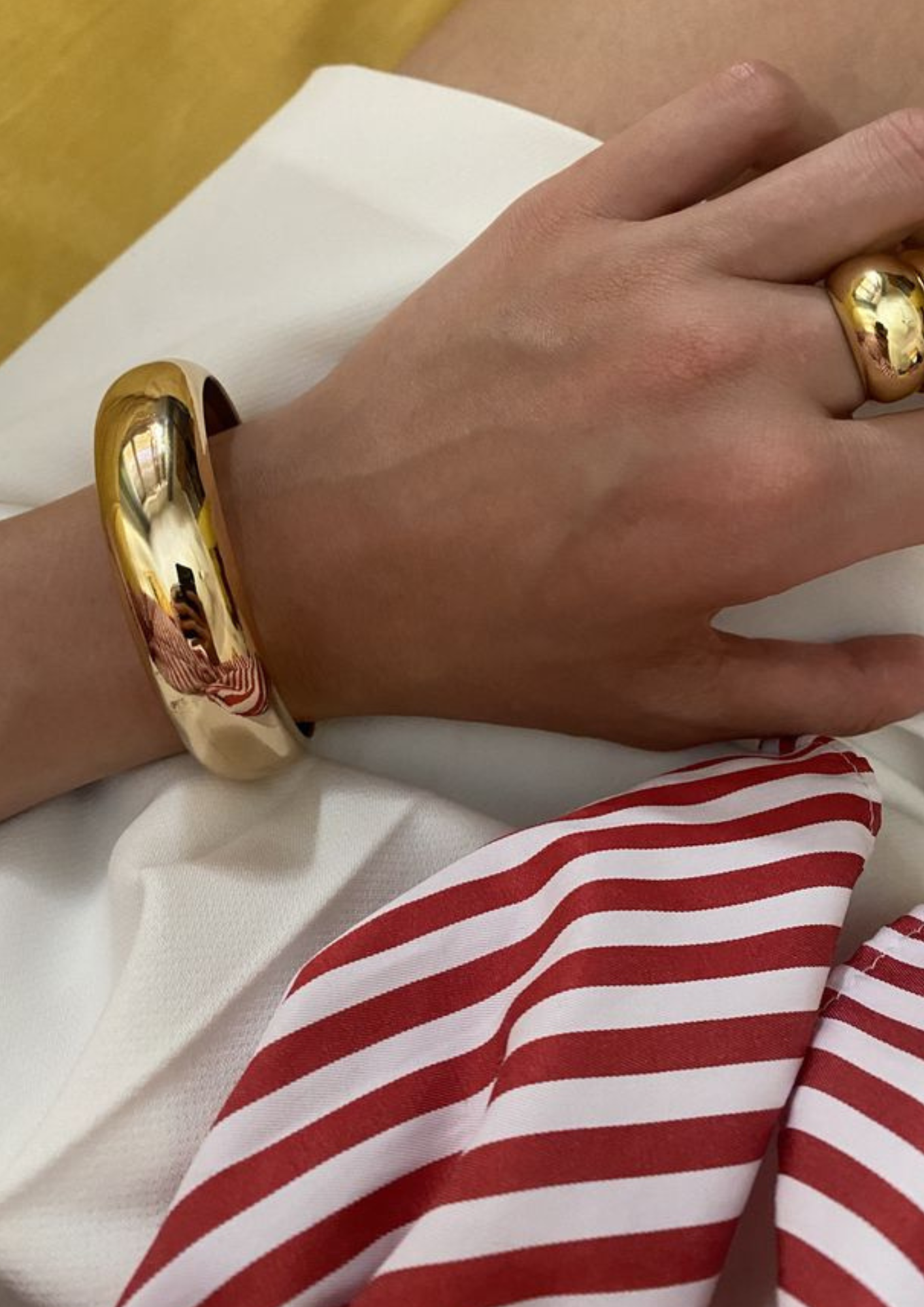 Gold Solid Bangle Cuff Bracelet