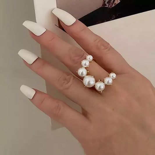 Pearl Adjustable Geometric Ring