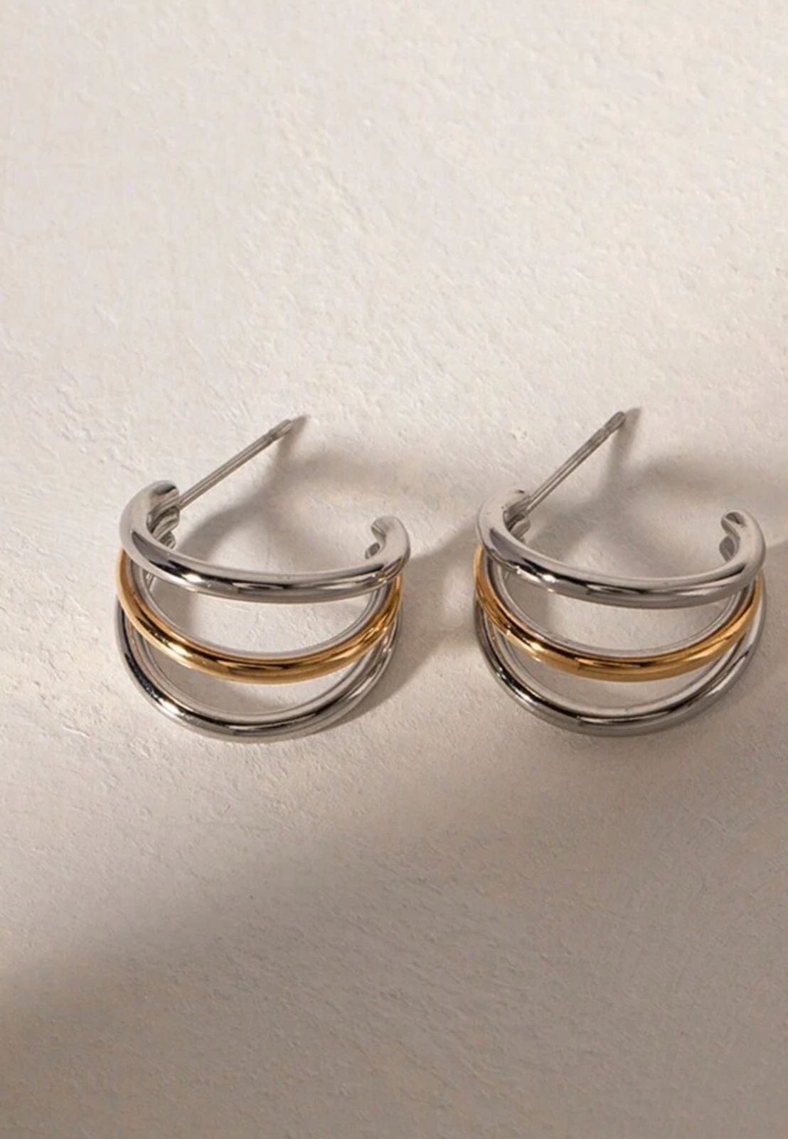 Two Tone Silver Earrings