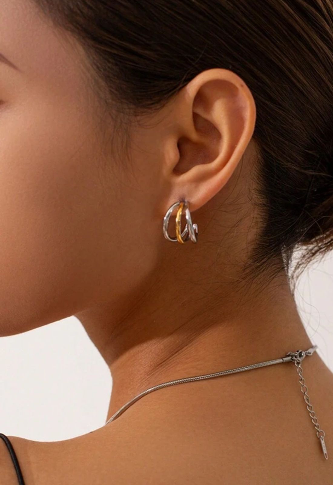 Two Tone Silver Earrings