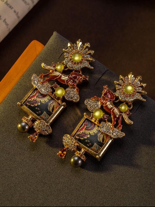 Vintage Horse Drop Earring