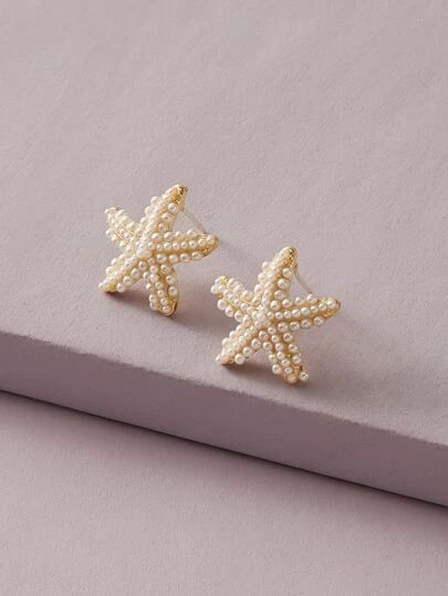 Star Fish Pearl Stud Earrings