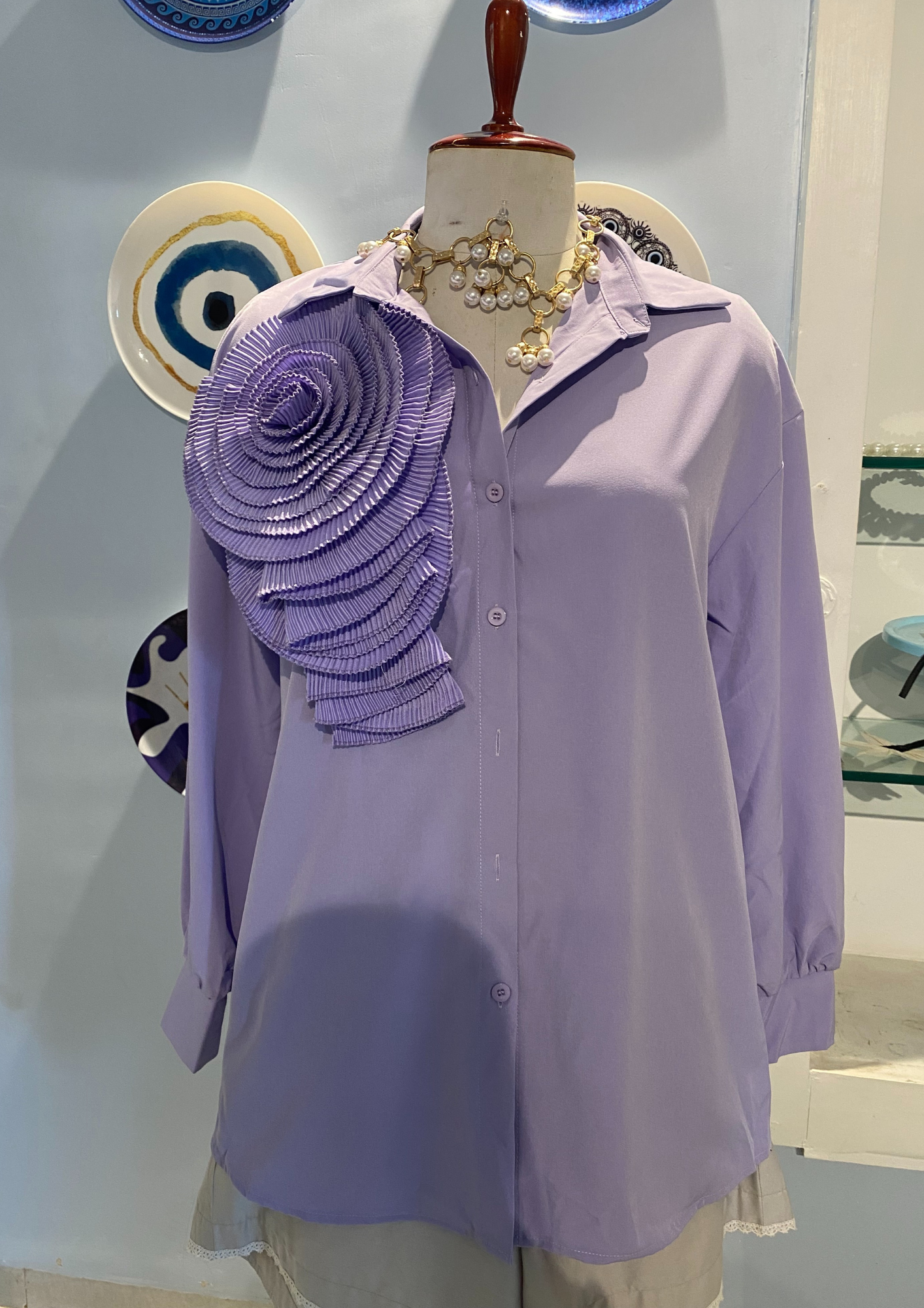 Flower detail Purple shirt