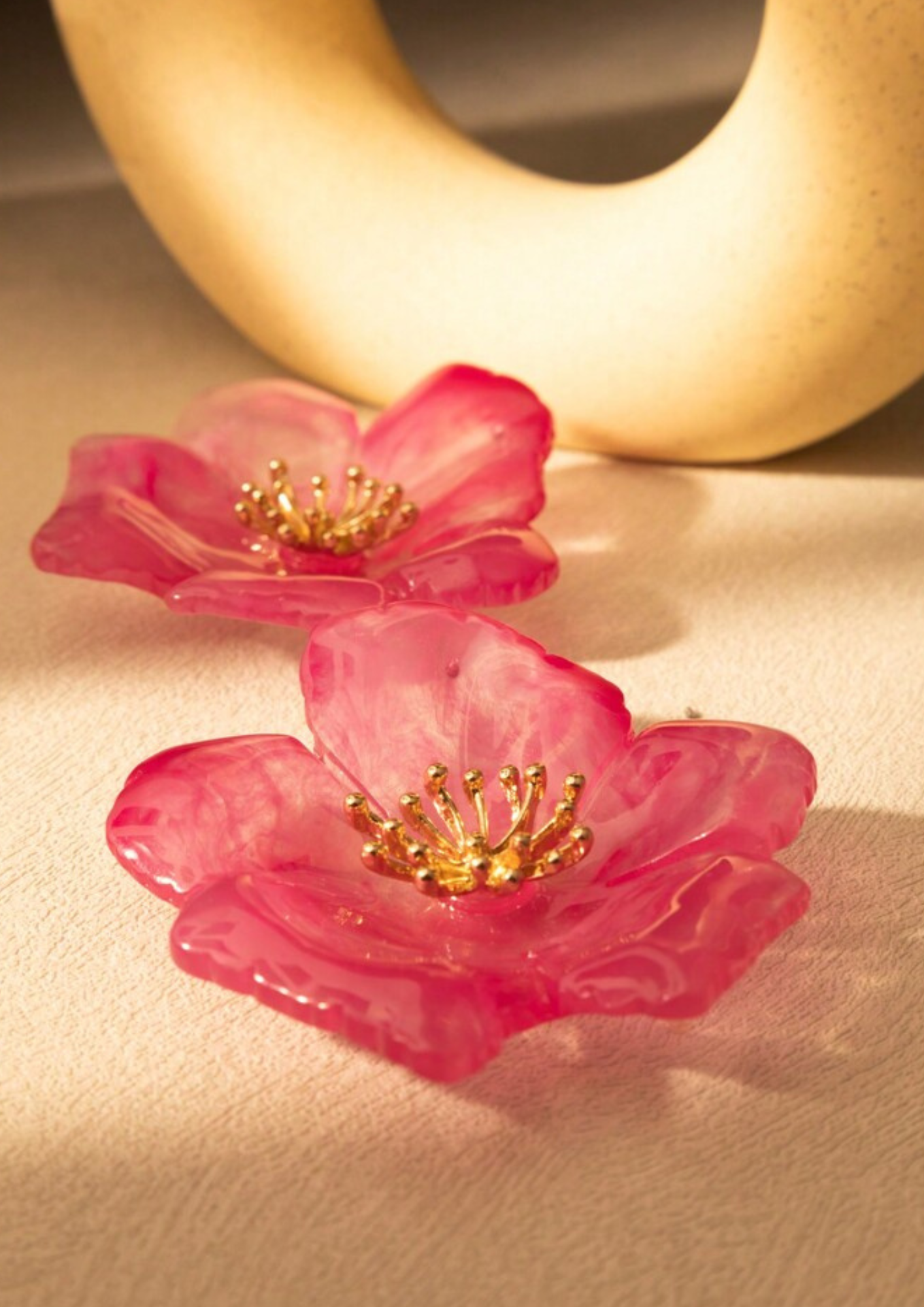 Pink Flower Stud Earring