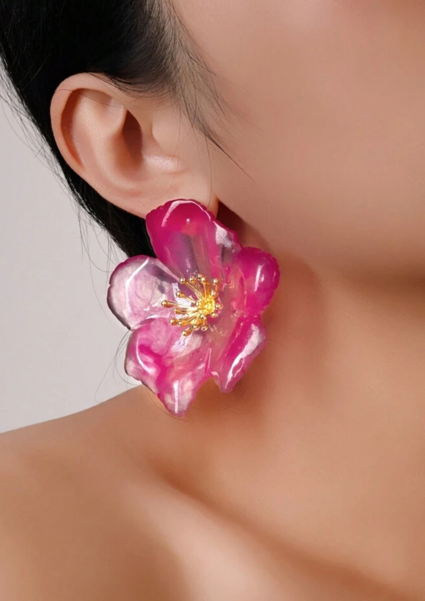 Pink Flower Stud Earring