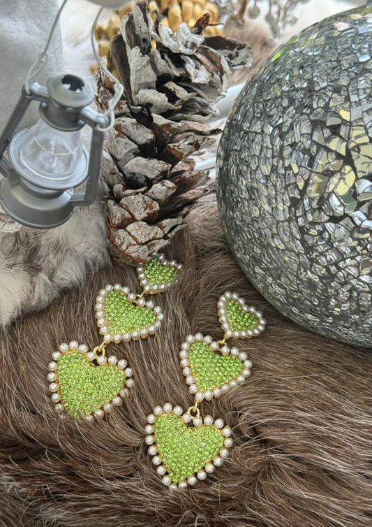 Green Heart Shaped Earrings