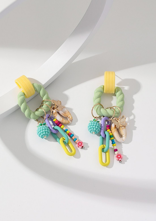 Colored Chain Drop Earrings