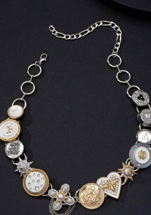 Charm Silver Coin Choker Necklace