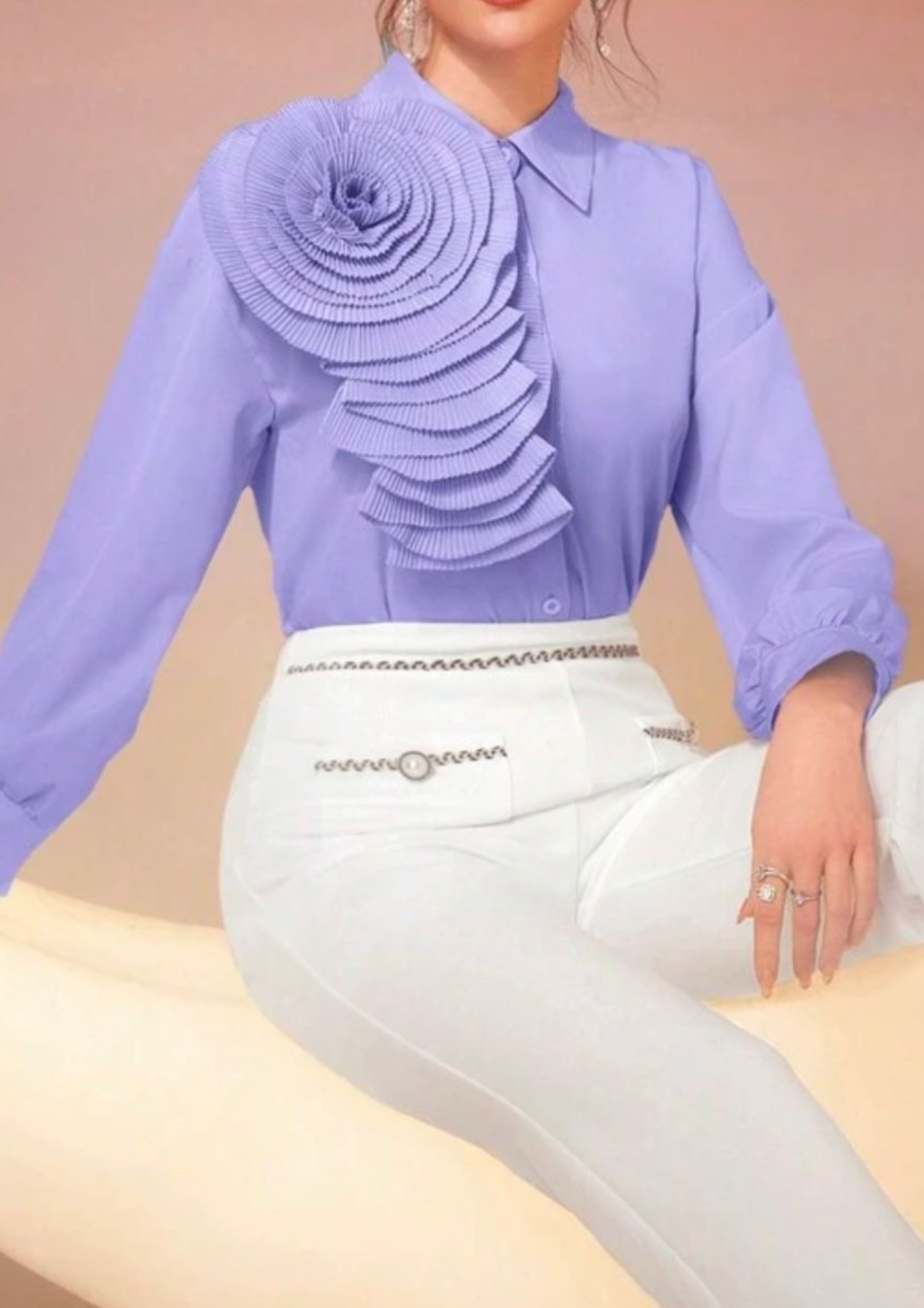 Flower detail Purple shirt