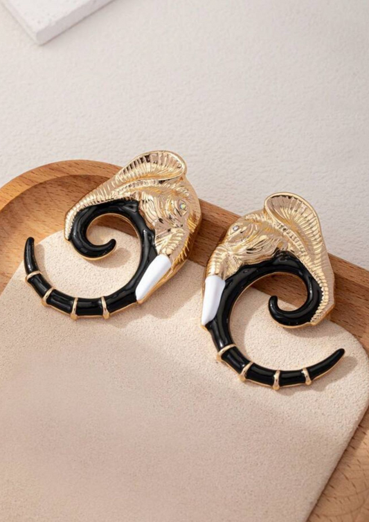 Elephant Figure Stud Earrings