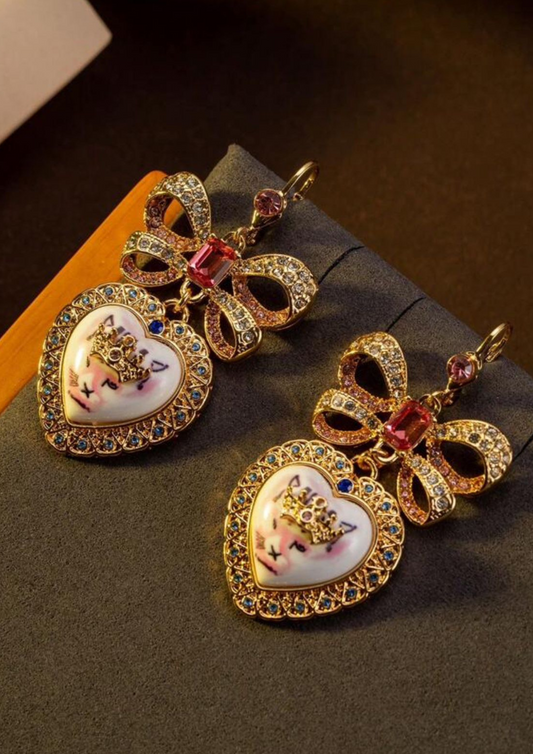Vintage Heart Drop Earring