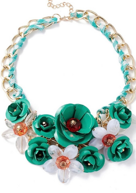 Colorful Floral Chain Necklace