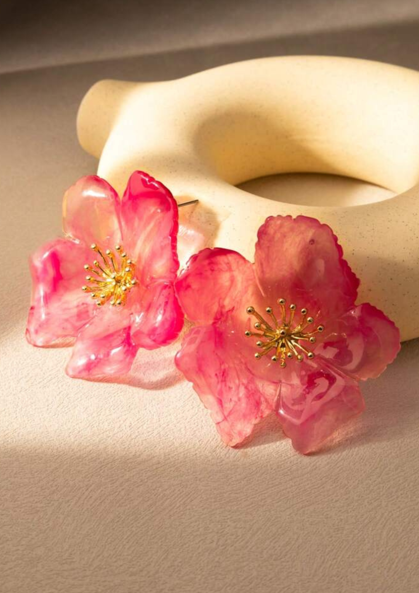 Pink Flower Stud Earring