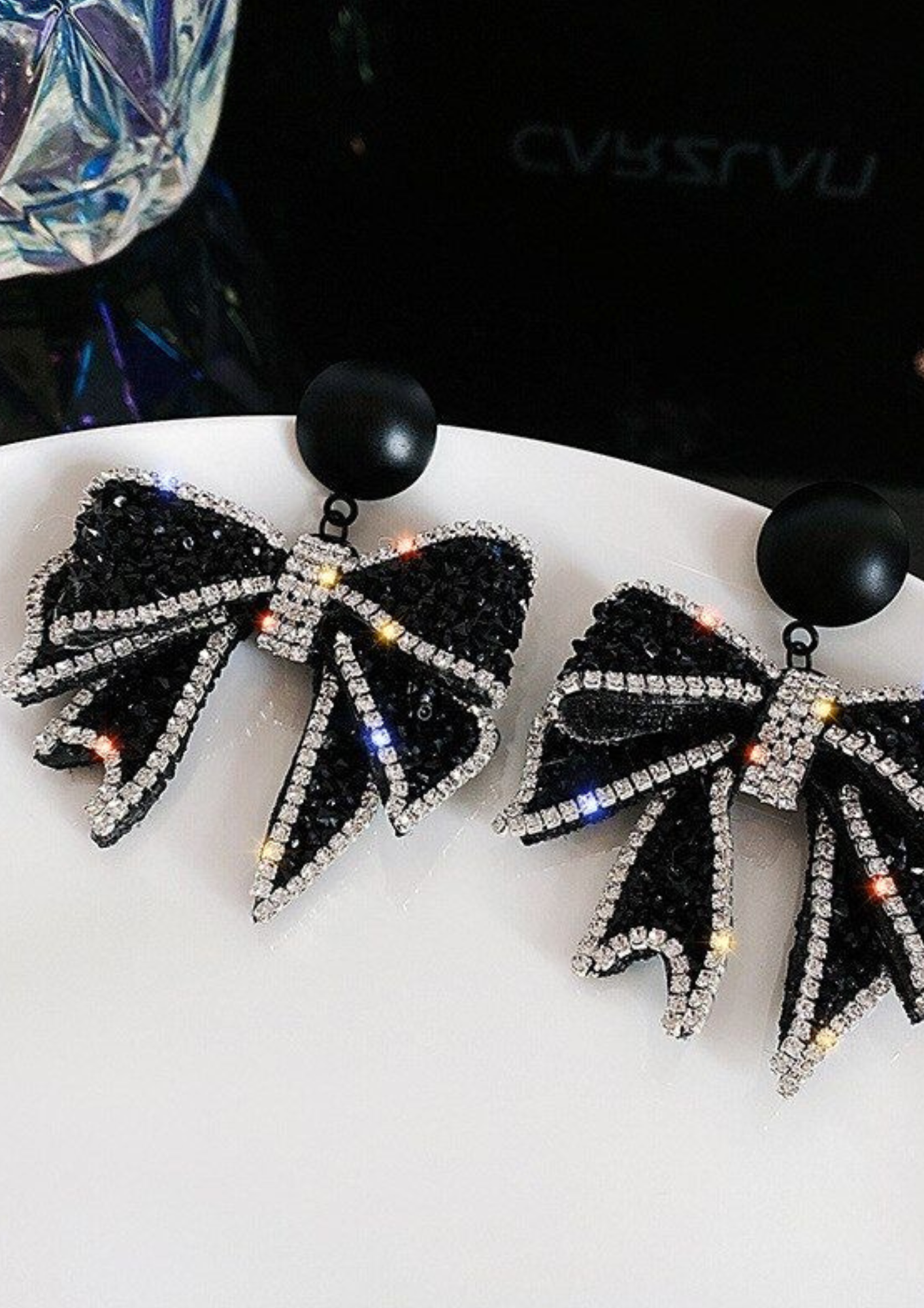 Black Bow Drop Earrings