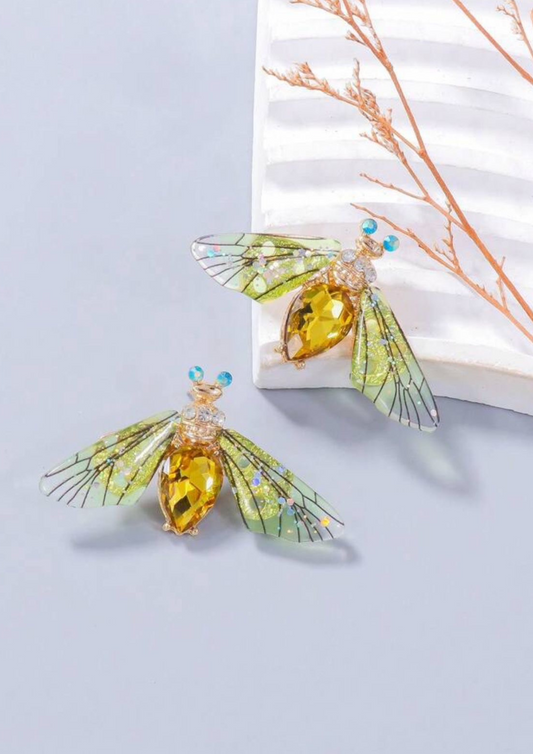 Green Bee Stud Earring