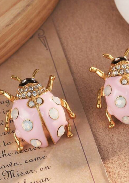 Pink Ladybug  Stud Earring