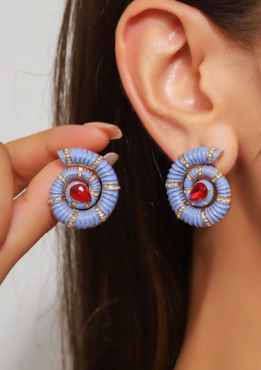 Blue Seashell Stud Earrings