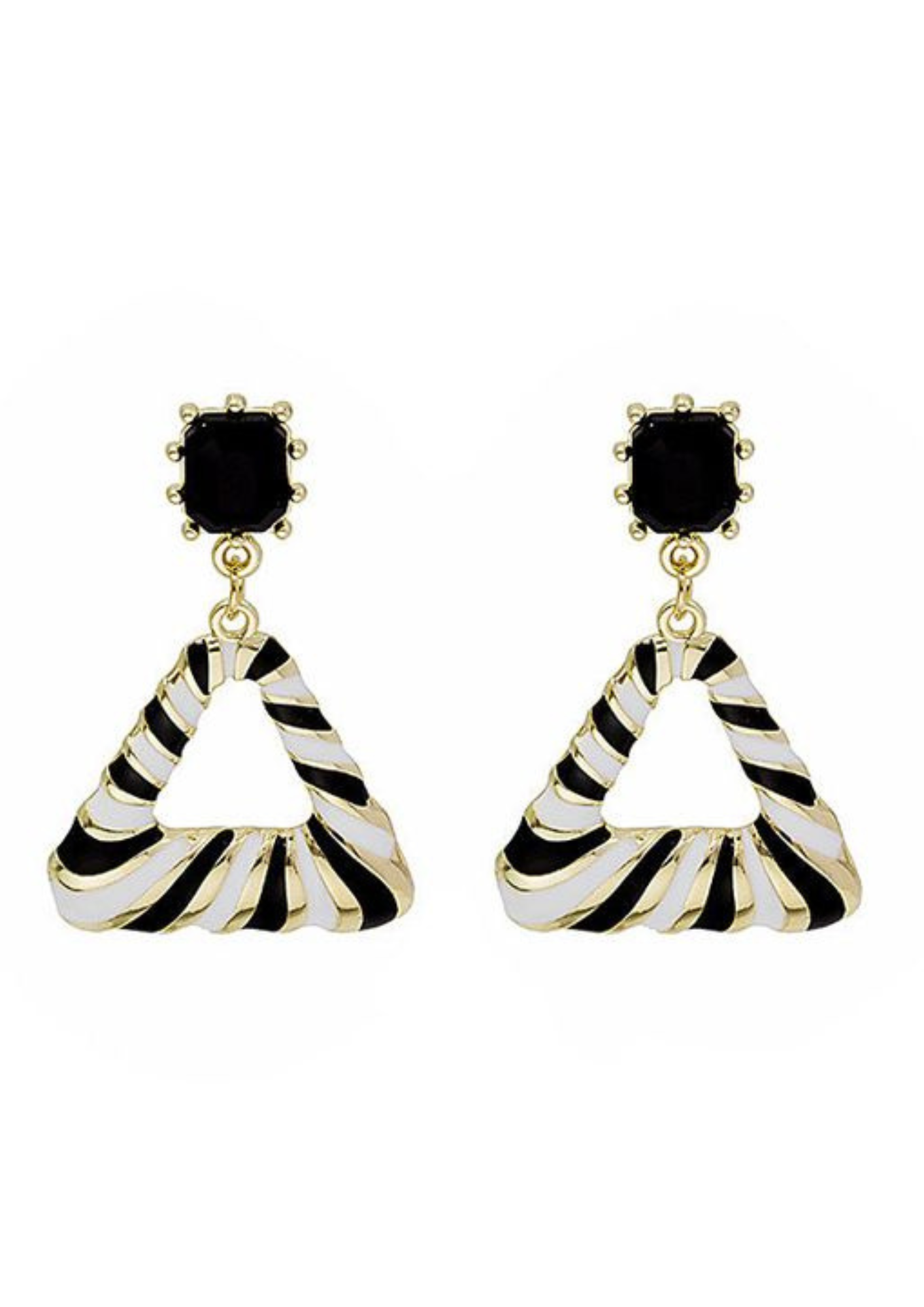 Zebra Stripe Triangle Drop Earrings