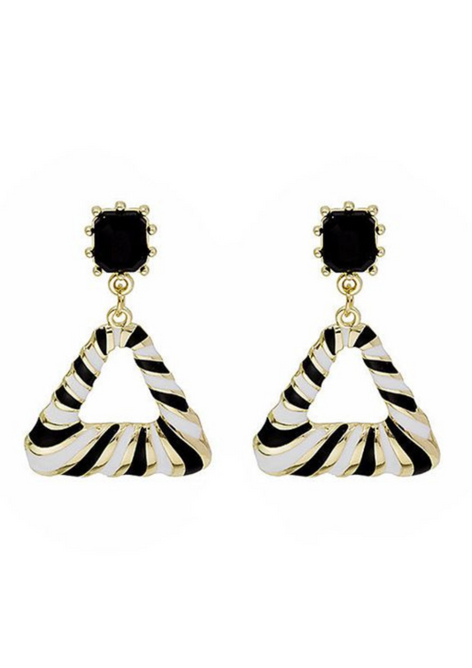 Zebra Stripe Triangle Drop Earrings