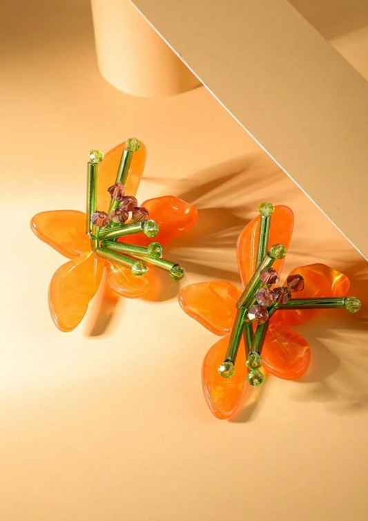 Orange flower Studs