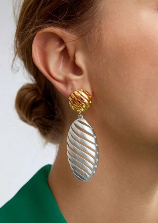 Dual Tone  Drop Earrings