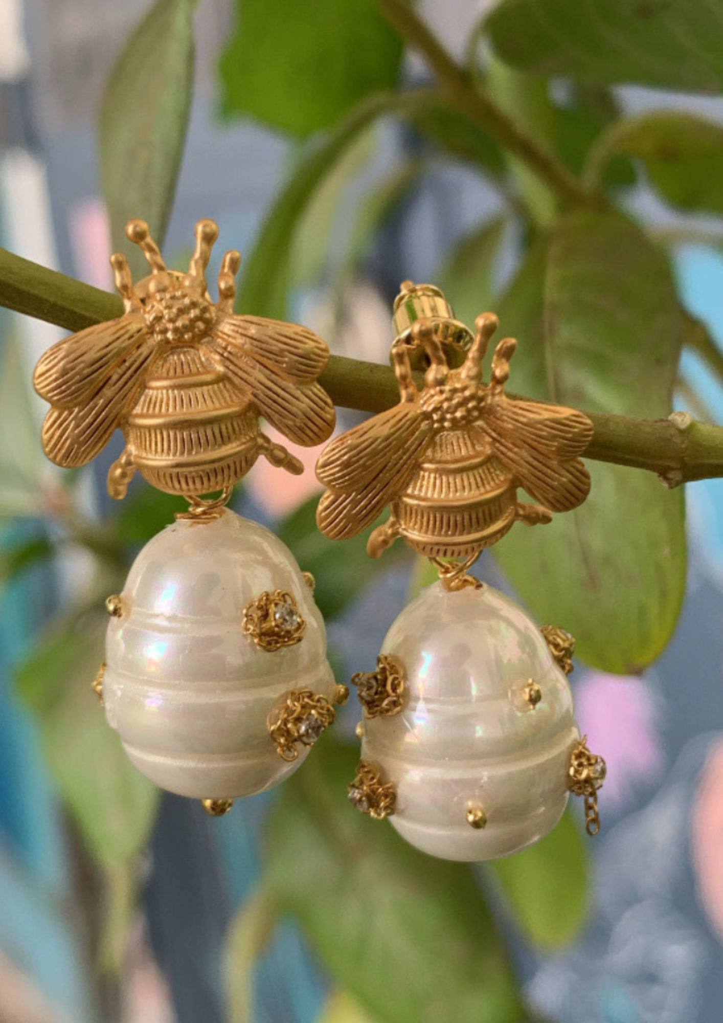 Gold Bee Earrings